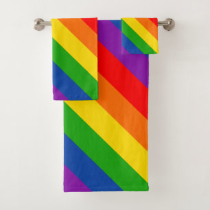 Rainbow LGBTQ+ Pride Flag, Gay Pride Colours Bath Towel Set