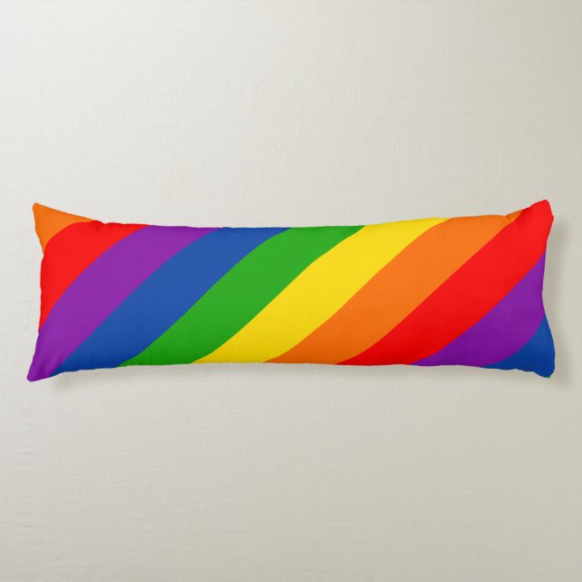 Rainbow LGBTQ+ Pride Flag, Gay Pride Colours Body Cushion (Front)