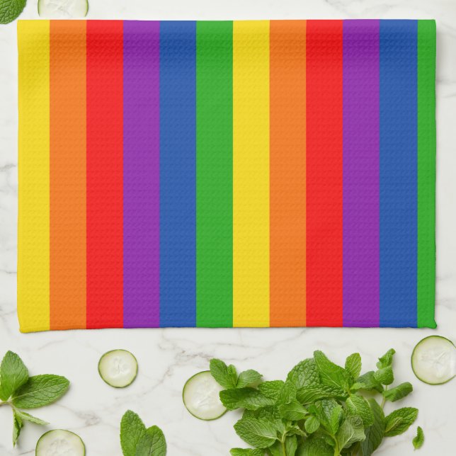 Rainbow LGBTQ+ Pride Flag, Gay Pride Colours Tea Towel (Folded)