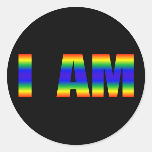 Rainbow LGBTQ Pride I AM Classic Round Sticker (Front)