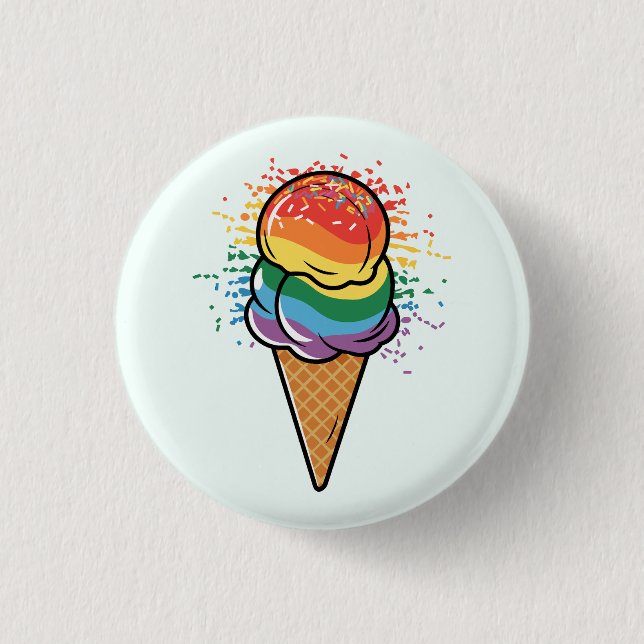 Rainbow LGBTQ+ Pride Ice Cream 3 Cm Round Badge (Front)