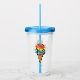 Rainbow LGBTQ+ Pride Ice Cream Acrylic Tumbler