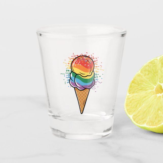 Rainbow LGBTQ+ Pride Ice Cream Shot Glass (Front)