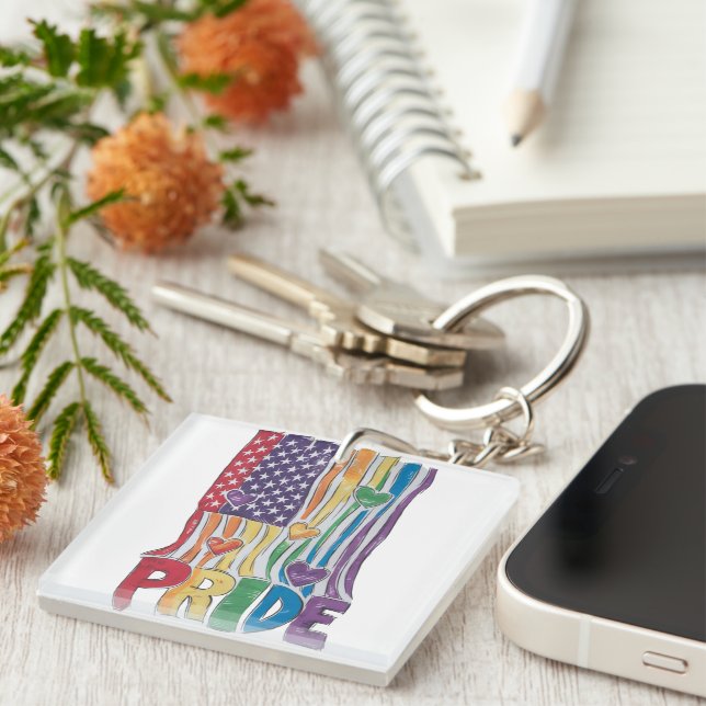 RAINBOW LGBTQI PRIDE AWARENESS & SUPPORT KEY RING (Front Right)