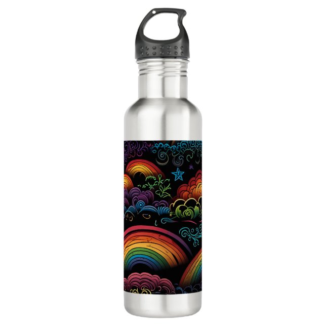 Rainbow LGBYQ Design 710 Ml Water Bottle (Front)