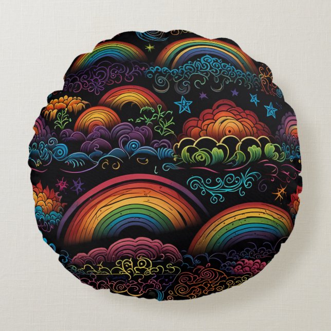 Rainbow LGBYQ Design Round Cushion (Front)
