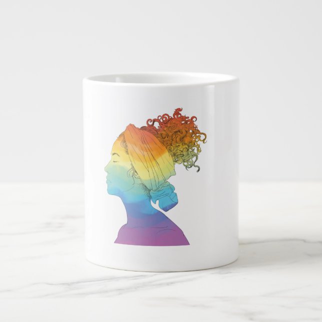 Rainbow Life, Woman, Freedom Large Coffee Mug (Front)