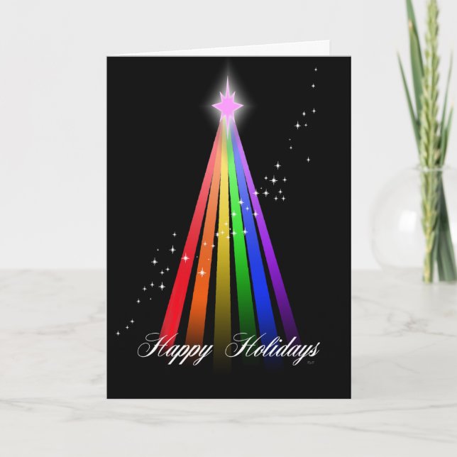 Rainbow Light Tree Holiday Card (Front)