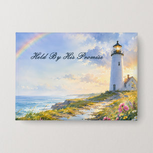 Rainbow Lighthouse Coastal Watercolor