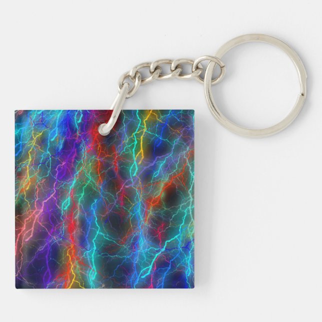 Rainbow Lightning Storm Key Ring (Back)