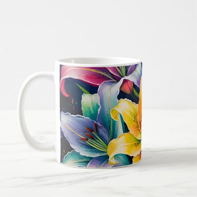 Rainbow lilies coffee mug (Left)