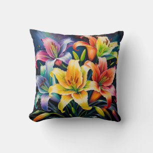 Rainbow lilies cushion