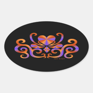 Rainbow Lily and Heart Oval Sticker