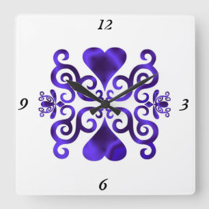 Rainbow Lily and Heart Square Wall Clock