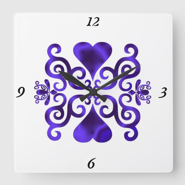 Rainbow Lily and Heart Square Wall Clock (Front)