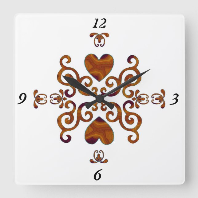 Rainbow Lily and Heart Square Wall Clock (Front)