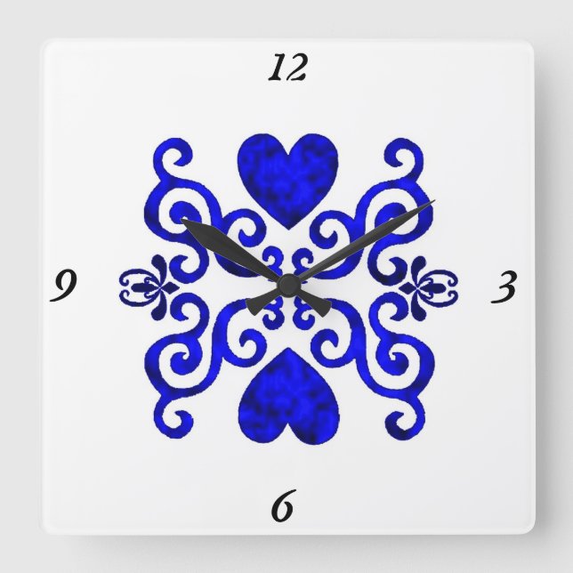 Rainbow Lily and Heart Square Wall Clock (Front)