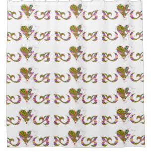 Rainbow Lily Heart and Butterfly Shower Curtain