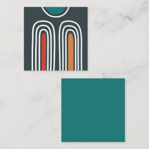 Rainbow line artwork square business card