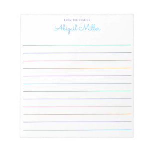 Rainbow Lined Personalised  Notepad