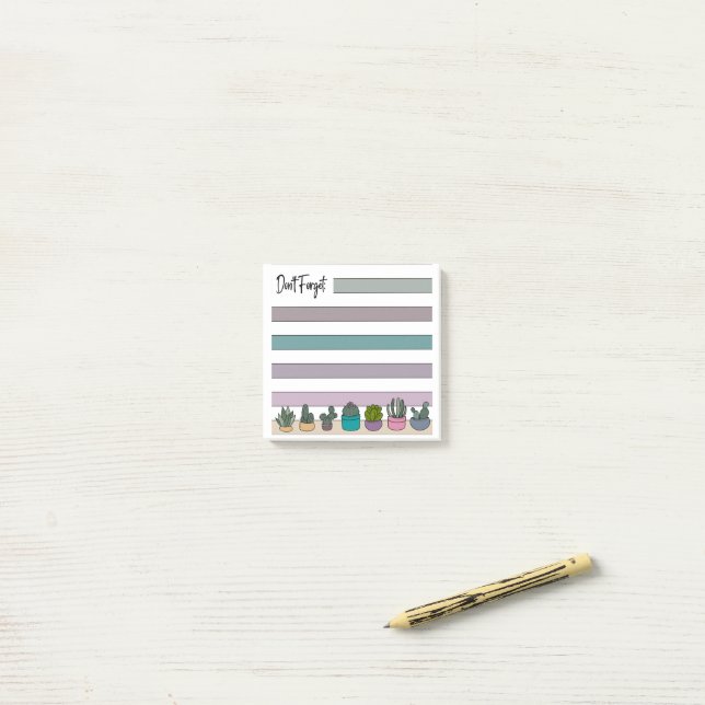 Rainbow Lined Potted Succulents & Cacti - Post-it  Post-it Notes (On Desk)