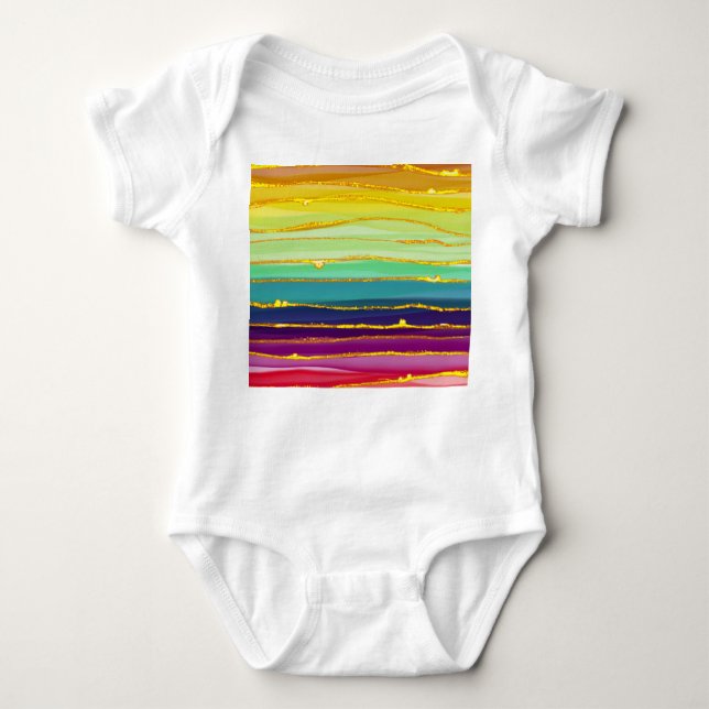 Rainbow lines: abstract luxury composition. baby bodysuit (Front)