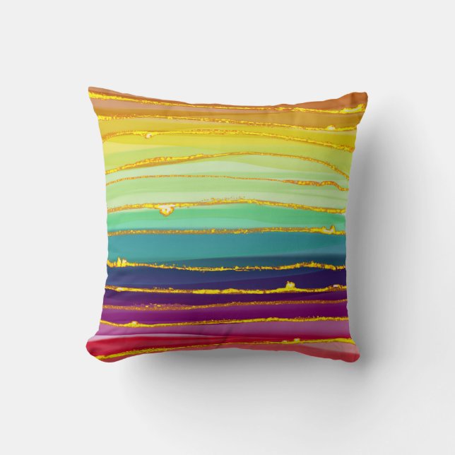 Rainbow lines: abstract luxury composition. cushion (Front)