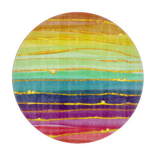 Rainbow lines: abstract luxury composition. cutting board