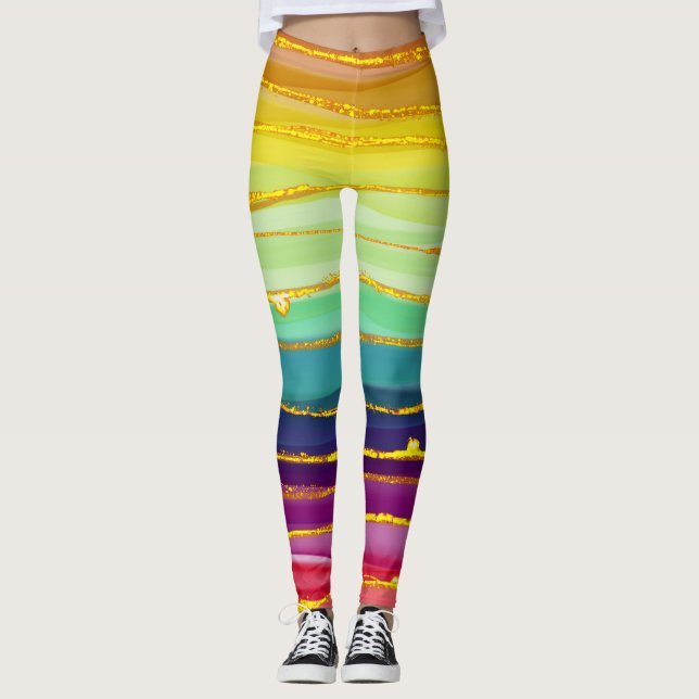 Rainbow lines: abstract luxury composition. leggings (Front)