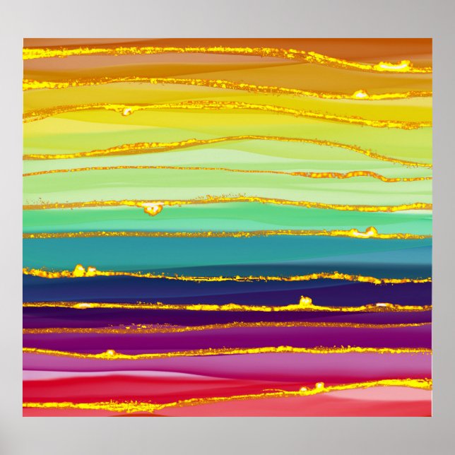 Rainbow lines: abstract luxury composition. poster (Front)