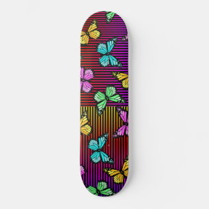 Rainbow Lines Butterflies Skateboard