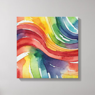 Rainbow lines Watercolor wall art