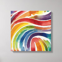 Rainbow lines Watercolor wall art
