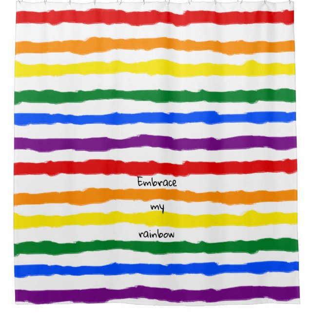Rainbow Lines with Custom Text Shower Curtain (Front)