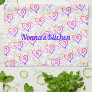Rainbow Linked Heart Art Custom Kitchen Towel