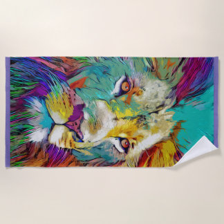 Rainbow lion Beach Towel
