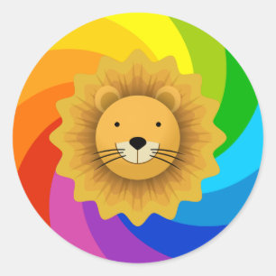 Rainbow Lion Classic Round Sticker