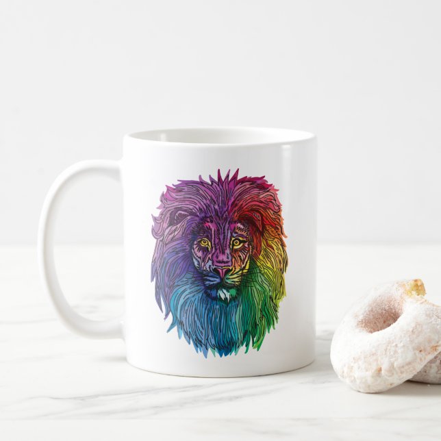 Rainbow Lion Pride Coffee Mug (With Donut)