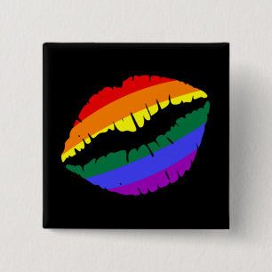 Rainbow Lips 15 Cm Square Badge