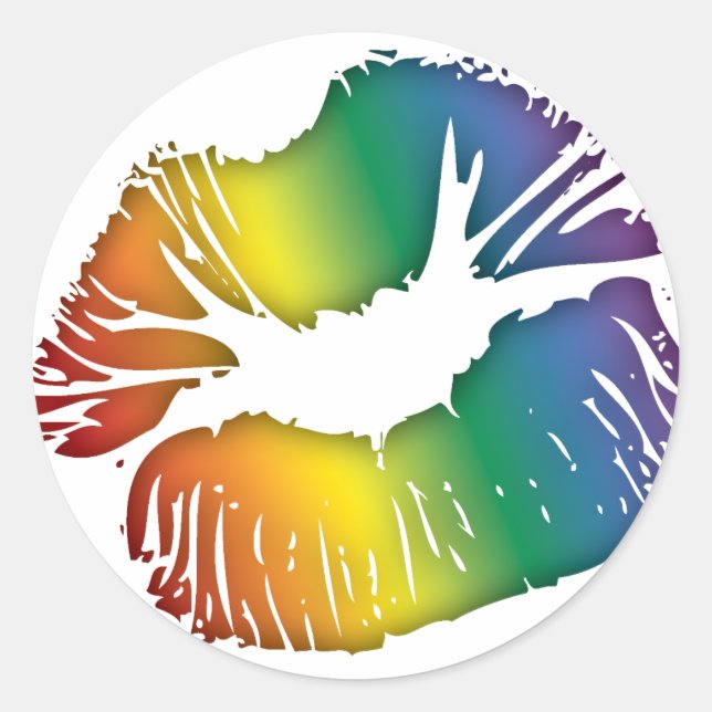 Rainbow Lips 3 Classic Round Sticker (Front)
