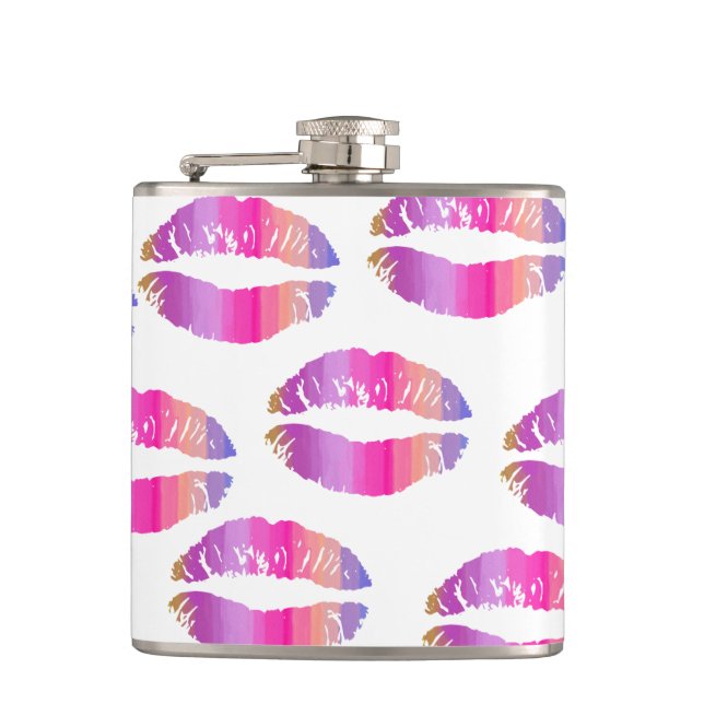 Rainbow Lips #4 Hip Flask (Front)