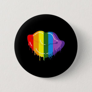 Rainbow lips 6 cm round badge