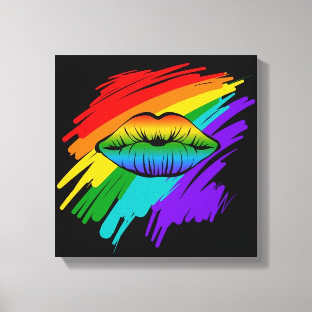 Rainbow Lips Canvas Print (Front)