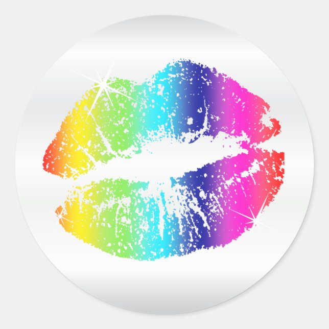 Rainbow Lips Classic Round Sticker (Front)