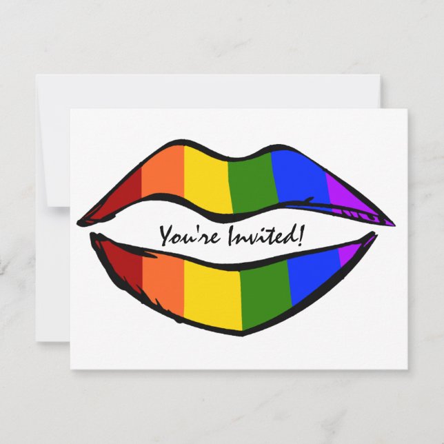 Rainbow Lips Invitation (Front)
