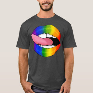 Rainbow Lips LGBT Gay pride flag I Licked It So It T-Shirt