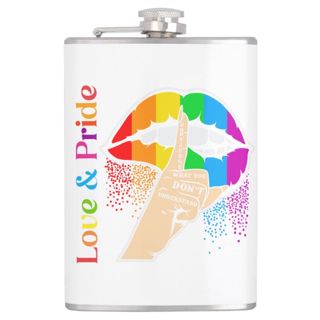 Rainbow Lips Lgbt Pride Hip Flask (Front)