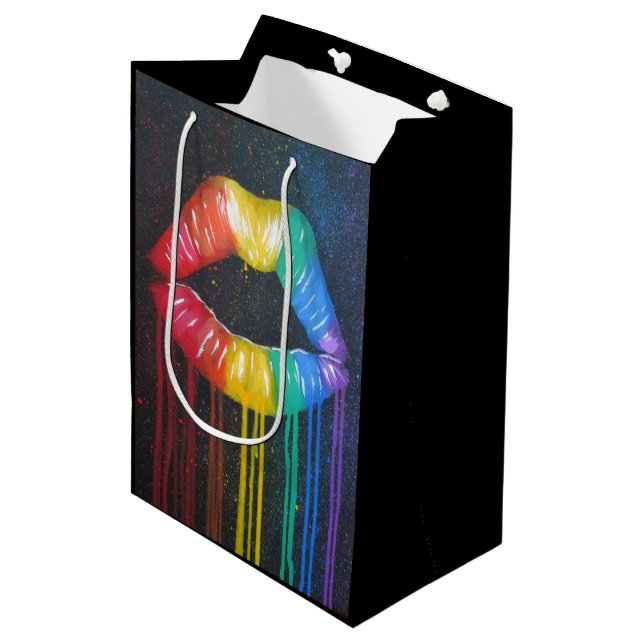 Rainbow Lips Medium Gift Bag (Front Angled)