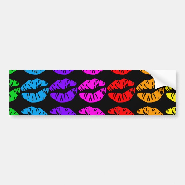 Rainbow Lips Pattern Bumper Sticker (Front)