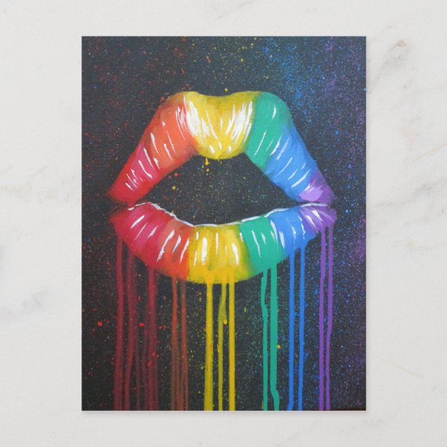 Rainbow Lips Postcard (Front)